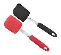 SHOWERORO Espátula De Silicona Pequeña 2piezas Antiadherente Mango De Acero Inoxidable Utensilio De Cocina Multifunción para Freír y Voltear Color Negro y Rojo Accesorios De Cocina