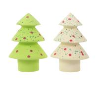 SHOWERORO Esponja de Maquillaje Navideña Forma de Árbol de Navidad Esponja para Base Líquida y Polvo Expandible al Mojar de Unidades con Caja Cuadrada para Maquillaje Festivo y Regalo