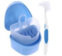 SHOWERORO Estuche de Plástico con Cepillo y Colador para Dentaduras Postizas Color Caja para Dentaduras que Evita Contaminación Cruzada, Adecuado para Actividades al Aire Libre