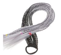 SHOWERORO Extensión Caballo Trenzada Sintética para Niñas Peluca Trenzada Ligera y Colorida en Negro Plata y Gris Accesorio de Disfraz para Cosplay y Uso Diario
