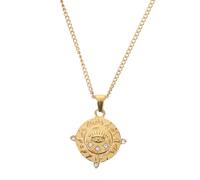 SHOWERORO Gargantilla Vintage de Tarot para Mujer Collar de Acero Inoxidable Dorado Colgante de Ojo Turco y Circonita Amuleto Suerte Ligero para Uso Diario y Eventos Obsequios