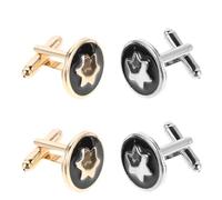 SHOWERORO Gemelos para Camisas de Esmoquin de Hombre Juego 4 Piezas Hexágono Estrella de Seis Puntas Aleación Duradera en Color Dorado y Plateado Accesorios Formales para Bodas y Trajes