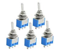 SHOWERORO Interruptor de Botón Spdt 3 Terminales 250v/3a 125v/6a Palanca de Plástico y Metal para Conmutar Luces o Motores, Paquete de 5 Piezas