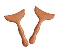 SHOWERORO Juego 2 Herramientas Masaje Gua Sha de Madera Sándalo Raspador Facial con Diseño en Forma de Pez Ergonómico Tabla Masaje Manual para Pies y Cuerpo Alivio Muscular y