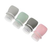 SHOWERORO Juego de 4 Frascos de Viaje de Silicona 30 Ml para Champú y Loción Botellas Rellenables para Artículos de Aseo Colores Variados con Bolsa EVA Envases Portátiles para Viajes y
