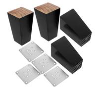 SHOWERORO Juego de 4 Patas Cuadradas de Madera Maciza Negra de 10 CM para Sofá Sillón y Muebles Almohadillas Antideslizantes Patas de Repuesto para Sofás Seccionales y Sillas de Madera
