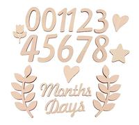 SHOWERORO Juego De Accesorios Para Fotografías De Recuerdo De Bebé Letrero De Madera Para El Mes De Nacimiento Números Para Bebé Anuncio De Nacimiento De Bebé 18 Piezas De Bloques De Madera