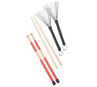 SHOWERORO Juego de Baquetas Kit con Bolsa para Batería con Cepillos de Alambre y Multiusos Accesorios de Percusión Sintéticos para Conciertos y Cafés