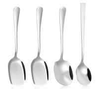 SHOWERORO Juego de Utensilios de Acero Inoxidable para Servir en Bufé 4 Piezas 2 Espátulas para Arroz 1 Espátula Hoja 1 Cuchara Grande Mango Largo Utensilios Cocina para Fiestas y