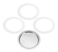 SHOWERORO Junta de Silicona y Filtro Acero Inoxidable para Cafetera Italiana Tazas de Recambio Flexibles y Duraderas Accesorio Seguro para Espresso y Cafetera