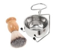 SHOWERORO Kit afeitado hombres con bol acero inoxidable y brocha ergonómica, juego brocha afeitar suave con soporte, ideal regalo masculino para afeitado húmedo y cuidado de barba