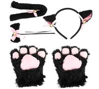 SHOWERORO Kitten Cosplay Disfraz Gata Mujer con Collar y Paws de Negra Accesorios para Carnaval Mascarada y Fiestas Temáticas