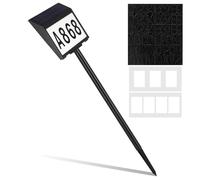 SHOWERORO Letrero Solar LED para Número de Casa Exterior, Placa de Dirección 10 Leds, Sensor de Luz Automático, Montaje en Pared y Tierra, Plástico Negro para Iluminación de Números de Casa