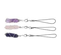 SHOWERORO Llavero de Prisma Hexagonal de Cristal Natural 3 Piezas (cuarzo Rosa, Lapislázuli, Amatista) Colgante de Mochila y Charm para Teléfono Piedras Preciosas Artesanales