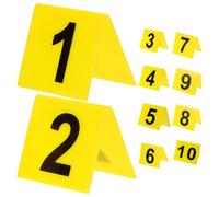 SHOWERORO Marcadores de Números de Mesa Acrílicos 10 Piezas Doble Cara 55X63 CM Color Amarillo Números Negros Reutilizables para Restaurante Banquetes y Eventos Sociales