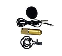 SHOWERORO Micrófono De Condensador Dorado para Grabación De Voces Diseño De Malla Elástica De Doble Capa para Conferencias y Karaoke