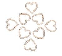 SHOWERORO Mosquetones en Forma de Corazón con Gemas de Imitación, Aros Metálicos de Resorte para Llaveros, 10 Piezas en Color Dorado Claro, Hardware Resistente para Manualidades y