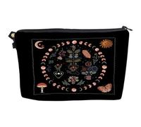 SHOWERORO Neceser Portátil Diseño de Flores y Fases Lunares Bolso de Maquillaje Decorativo Mediano Bolsa de Viaje para Cosméticos y Aseo Cierre Cremallera Seguro Adecuado para Turismo y