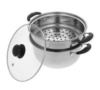 SHOWERORO Olla de Vapor de Acero Inoxidable 20 CM Tapa y Cesta Vaporera Olla Multifuncional Antiadherente de Doble Asa Resistente para Cocina Gas y Eléctrica