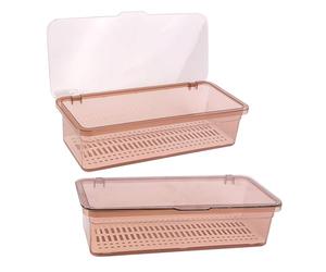 SHOWERORO Organizador De Cubiertos De Cocina, Escurre Palillos Rectangular, Material PP Resistente, Color Marrón Té, 2 Piezas, Ahorro De Espacio para Comedor y Cocina