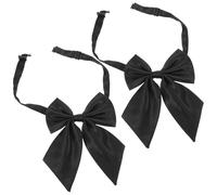 SHOWERORO Pajarita Negra Ajustable para Mujer Accesorio para Uniforme Escolar y Oficina Lazo Preatada Cómodo 2 Piezas para Eventos Bodas y Cosplay Diseño Suave y Duradero