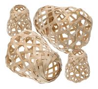 SHOWERORO Pantallas de Bambú Tejido para Lámparas Colgantes 4 Piezas Mini Ovaladas Decoración Rústica para Salón y Dormitorio Cubiertas Tejidas para Lámparas de Techo Accesorio Ligero y