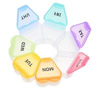 SHOWERORO Pastillero Semanal de Viaje con Compartimentos en Forma de Pétalos Transparentes Caja Organizadora para Medicina Occidental Compacto y Seguro para Guardar Medicamentos