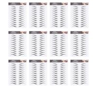 SHOWERORO Pegatinas para Cejas 6D Efecto Natural Impermeables 12 Unidades Negras Adhesivos Temporales para Cejas Postizas Plantilla Fácil de Usar para Maquillaje Rápido y Duradero