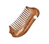 SHOWERORO Peine de Madera Sándalo Antiestático Diseño Creativo Forma de Pez Pequeño Ligero para Masaje y Cuidado del Cabello Femenino