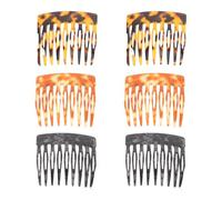 SHOWERORO Peines Laterales Pequeños Estampado de Leopardo, Set de 6 Piezas en Gris, Ámbar y Color Tigre, Peines Cabello para Mujer, Accesorios Portátiles para Peinar y Cuidado