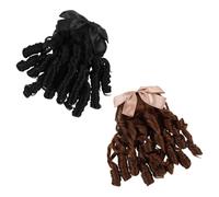 SHOWERORO Peluca Coleta Rizada Larga Sintética con Peine Extensiones de Cabello Rizado para Cosplay y Bodas Coleta Retro Bicolor Natural Negro y Marrón Claro Postizo Elegante para Mujer