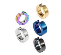 SHOWERORO Pendientes Clip de Oreja para Hombre Estilo Punk, 5 Piezas de Acero Inoxidable, Ligeros y Cómodos, Colores Surtidos para Uso Diario Color Aleatorio