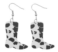 SHOWERORO Pendientes Colgantes Acrílicos para Chicas Adolescentes Estampado de Vaca y Forma de Bota Pendientes de Moda Únicos y Delicados para Mujer Accesorios Ligeros para Fiestas