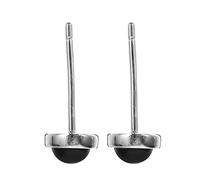 SHOWERORO Pendientes de Plata Ágata Negra Diseño Simple y Elegante para Mujer y Niña Aretes Redondos de Botón para Joyería de Moda Regalo Delicado y Versátil