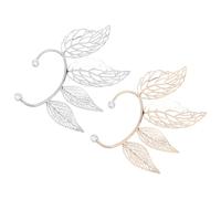 SHOWERORO Pendientes Ear Cuff de Hoja Hueca en Cobre Plata para Mujer, 2 Piezas, Diseño Elegante y Resistente, Perfectos para Bodas y Clubes