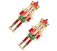 SHOWERORO Pendientes Navideños de Soldado Cascanueces, Pendientes Colgantes Rojos de Aleación de Zinc, 1 Par, Joyería de Moda para Mujer, Accesorios para Fiestas y Año