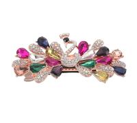 SHOWERORO Pinza para Pelo de Diamantes de Imitación con Diseño de Pavo Real y Flores Clip de Garra Resistente para Moños y Coletas Accesorios para Boda y Tocados Vintage para Mujeres