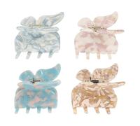 SHOWERORO Pinzas para el Pelo con Diseño de Insecto, Set de 4 Garras de 5.5 CM, Colores Agua, Flores, Morado y, Accesorios Creativos para Mujer, Clips Mandíbulas para Peinar Diario