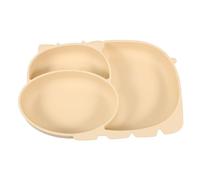 SHOWERORO Plato Infantil De Ventosa y Diseño Dividido Para Bebés Plato Antiderrames y Antideslizante Para Comidas Casa y Color Beige