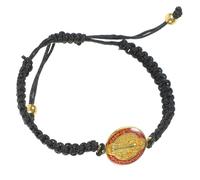 SHOWERORO Pulsera Católica de Hilo Ajustable San Benito para Hombre Pulsera Trenzada Tejida a Mano Negra 1 Pieza Accesorio de Devoción para Uso Diario y Casual
