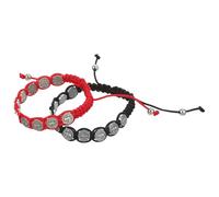 SHOWERORO Pulsera de Rosario Ajustable de Cuerda Trenzada 1 Par Negro y Rojo Pulsera Decorativa Unisex para Hombre y Mujer Accesorio Ligero y Flexible para Uso Diario