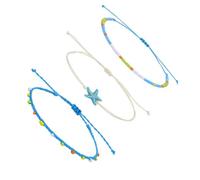 SHOWERORO Pulsera de Tobillo Bohemia para Mujer, Cadena de Cuentas Diseño de Estrella de Mar, Resistente al Agua y Fácil de Usar, Set de 3 Piezas para Decoración del Pie
