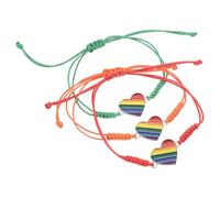 SHOWERORO Pulsera Unisex Tejida a Mano 3 Piezas de Corazón Arcoíris, Pulseras Trenzadas Ajustables para Muñeca, Joyas Lgbtq de Inclusión, Accesorio Colorido para Amistad y Orgullo