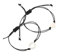 SHOWERORO Pulseras de Corazón Madre E Hija, Par de Pulseras Ajustables de Acero Inoxidable Diseño Hueco en Forma de Corazón y Cordón Trenzado Negro, Accesorio para Niñas y Mujeres, Obsequio