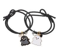 SHOWERORO Pulseras para Parejas Dijes de Fantasma, Hechas de Aleación y Cuerda Elástica Negra, Suaves y Llamativas para Actividades al Aire Libre y Celebraciones Obsequios