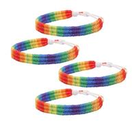 SHOWERORO Pulseras Tejidas Arcoíris Unisex 4 Piezas para Muñeca Pulsera de Amistad Lgbt Colorida y Ajustable Joyería para Hombres y Mujeres Accesorio Orgullo Gay
