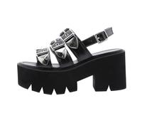 SHOWERORO Sandalias Negras Mujer con Suela Gruesa y Tacón Diseño Simple y Creativo Abiertas de Punta para Mujer Cómodas para Verano y Ocasiones Especiales