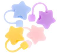 SHOWERORO Set de 4 Tapas para Pajitas de Silicona Adorno, Flexibles y Elásticas, para Pajitas de 6-8mm, Ideales para Fiestas y Picnic
