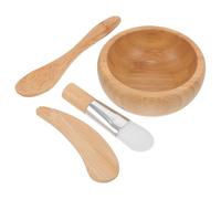 SHOWERORO Set de bol de madera para mascarillas faciales 4 piezas (bol, espátula, brocha, cuchara) kit para mezcla de mascarillas caseras, accesorio ligero y portátil para cuidado de la piel