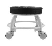 SHOWERORO Taburete Giratorio con Ruedas para Salón de Belleza Asiento Cómodo de PU Taburete Portátil Pequeño y Redondo Negro Adecuado para Pedicura y Centro de SPA Profesional